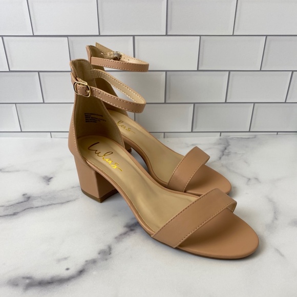 Ankle Strap Heels Almond Open Toe - Picture 6 of 8